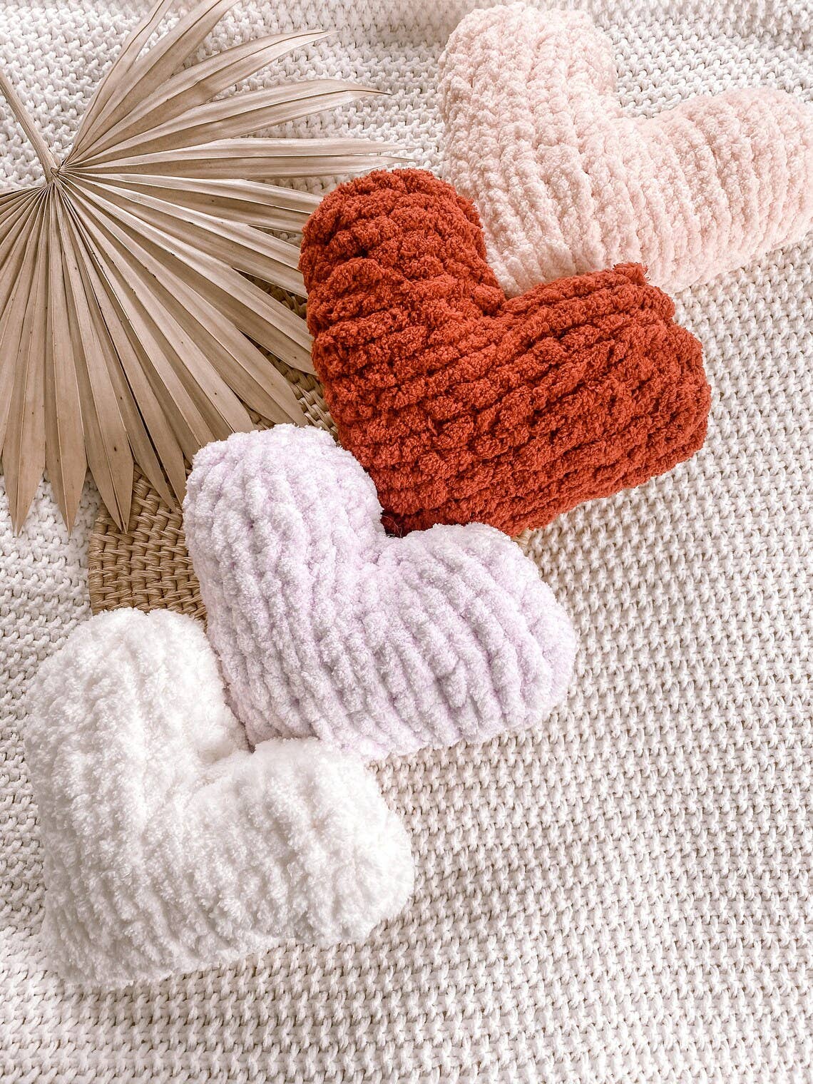 Hand Knitted Heart Pillow | Valentines Decor Gift | Chunky Y: Blush Pink