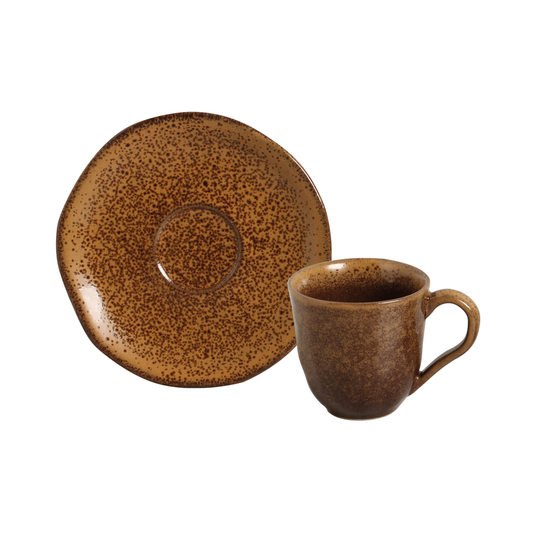 Espresso Coffee Cup & Saucer 4.1 Oz Home Decor, Dijon: Brown / Stoneware